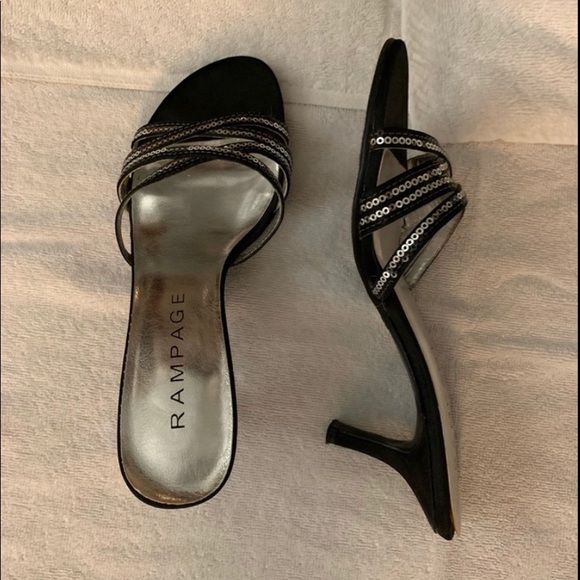 “RAMPAGE”🌹SUPER SEXY🖤 BLACK W/RHINESTONES HEELS - Picture 6 of 12